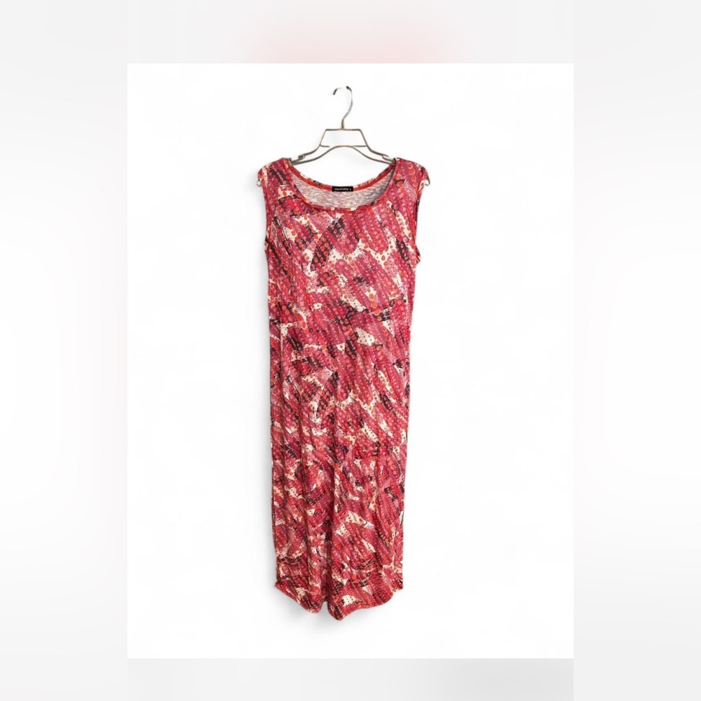 David Cline Red Patterned Sleeveless Maxi Dress